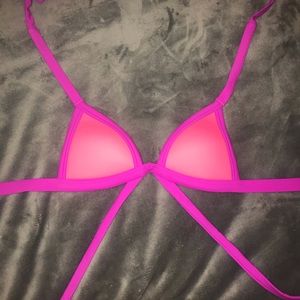 pink and purple strappy bikini top